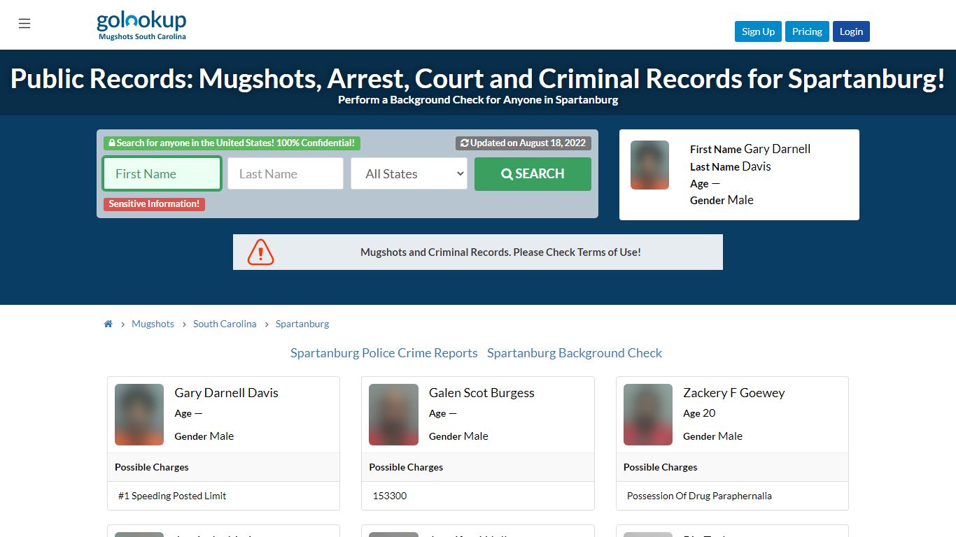 Mugshots Spartanburg, Arrest Records Spartanburg - GoLookUp